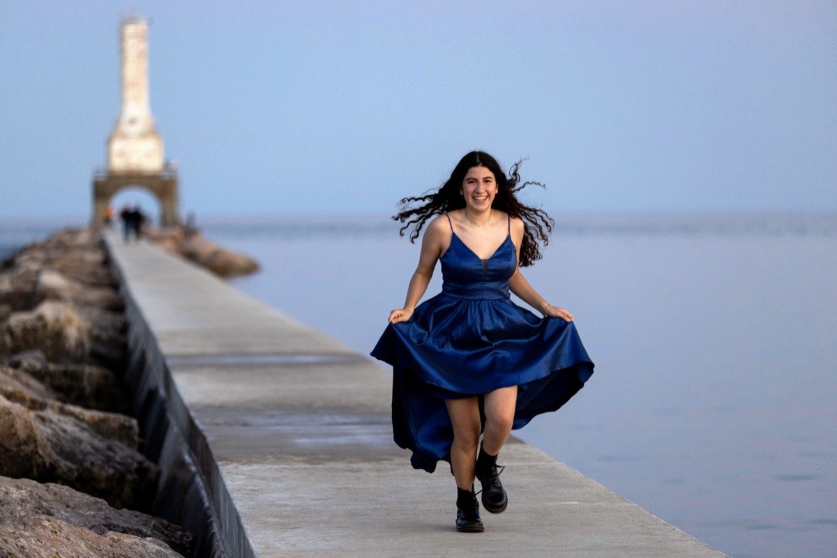Senior portrait on the Port Washington breakwater
